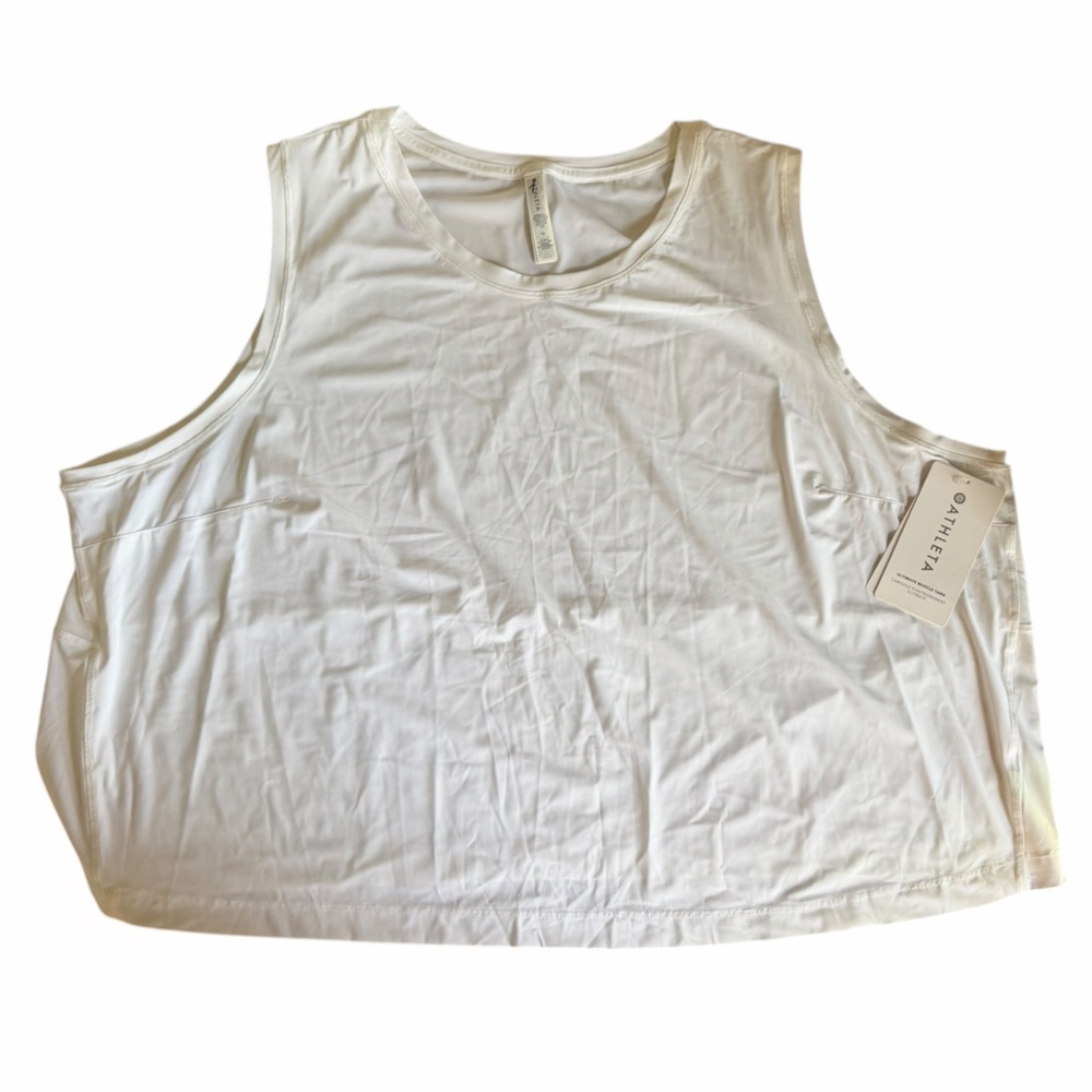 Athleta White Sleeveless Performance Ultimate Muscle Tank 3X Workout Fitness Top - Picture 6 of 9